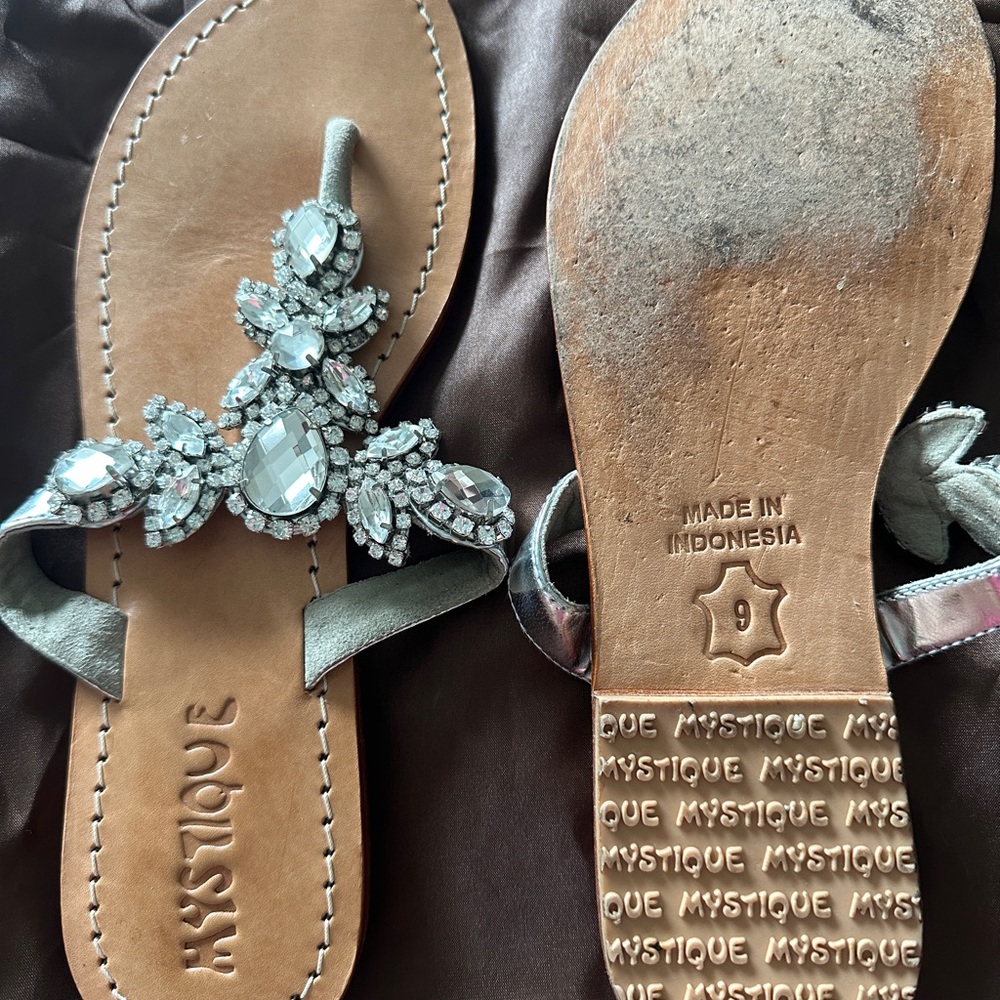 Mystique Boutique Silver Embellished Sandals with Elegant Design